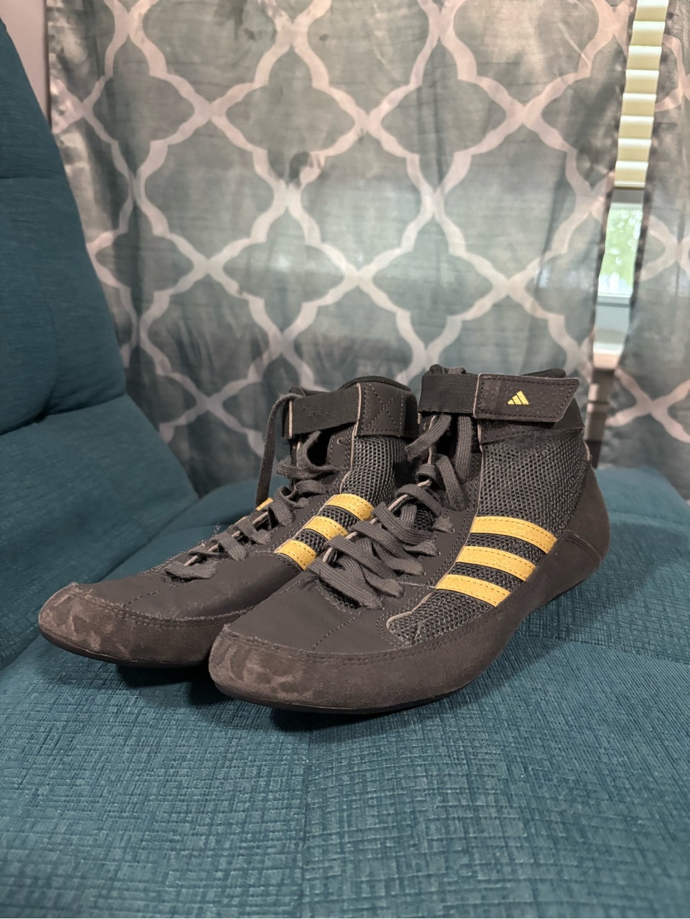 adidas Men’s Black and Gold High-Top Athletic Shoes